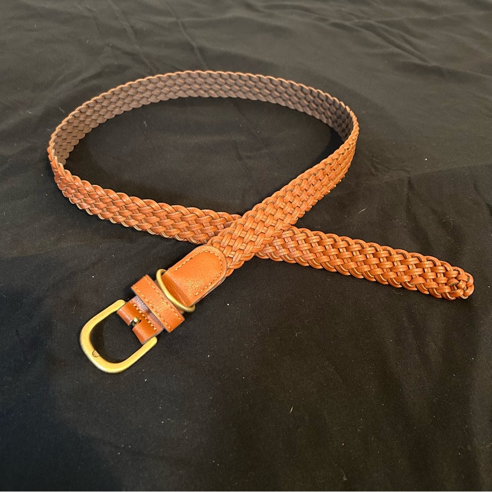 Braided Leather Belt in Brown - 38 inches length